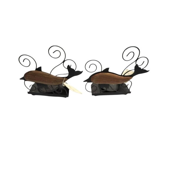 Wooden & Metal Fish Decor Candle Holder Set - Picture 2 of 11